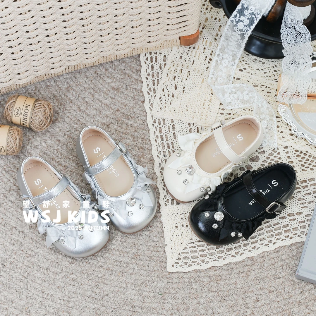 望舒家『灿若繁星』洋气女童水钻公主单鞋2025秋季软底百搭小皮鞋82