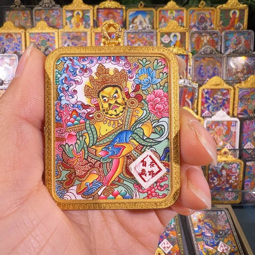 吊坠黄c热贡纯手绘唐卡