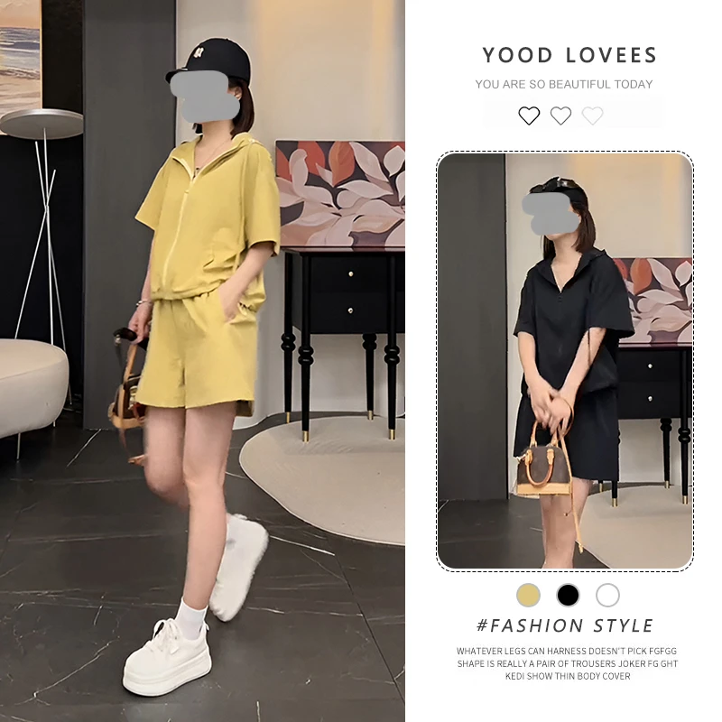 宽松减龄薄款套装女2025夏季新款短袖防晒上衣外套阔腿短裤两件套