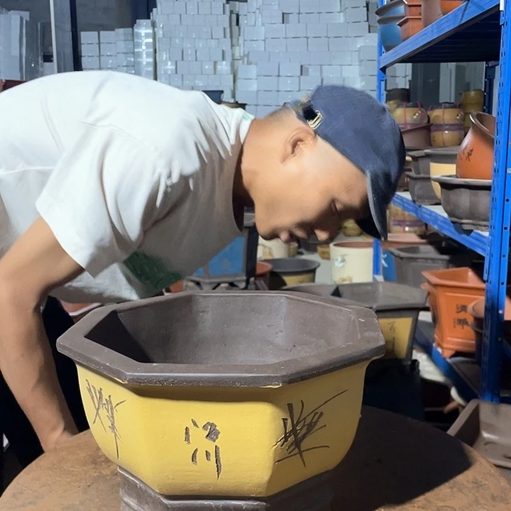 27黄色八方花盆花盆