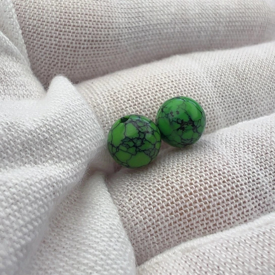£***ᴳ菜籽绿玉化圆珠8.1mmw