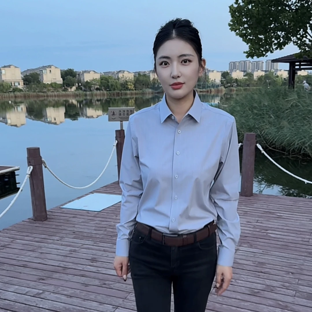 《双重工艺》唐丝莫代尔隐条纹系列 春夏遮肚腩长袖修身抗皱衬衫