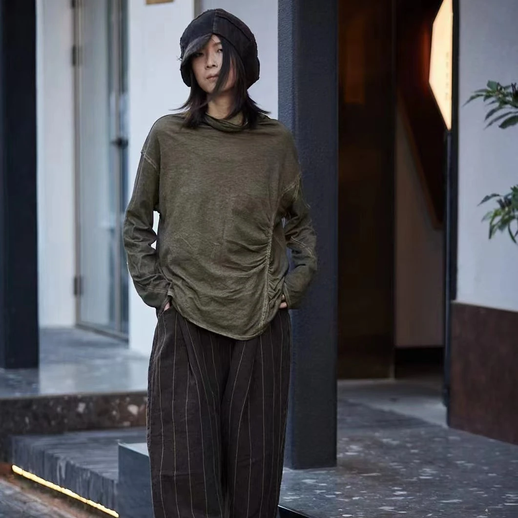 麻依者～设计师款冷腊染休闲百搭打底衫时尚～均码款号1159复古宽松