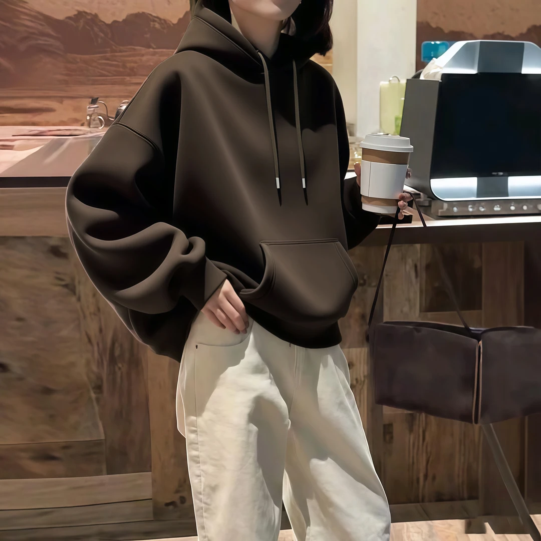 欧货2025秋冬季新款宽松连帽卫衣外套女韩版休闲百搭慵懒风上衣服