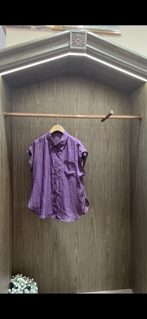 芭家2025夏款时尚百搭薄款宽松苎麻衬衫95C1851-499B