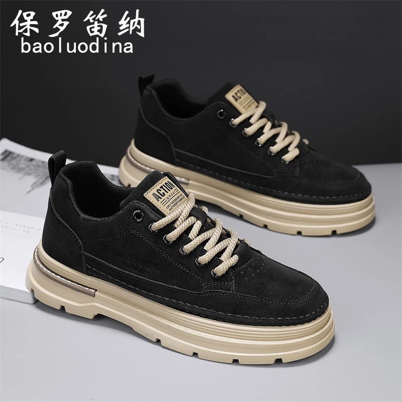 保罗笛纳厚底时尚男鞋冬季2025新款板鞋运动休闲百搭工装马丁靴男