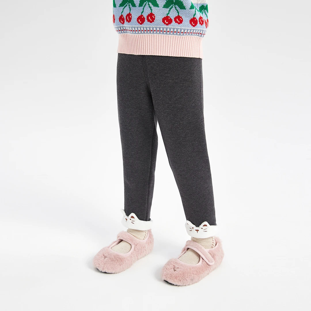 笛莎婴幼女童裤子冬季舒适加绒可爱百搭长裤加厚打底裤-33235C505