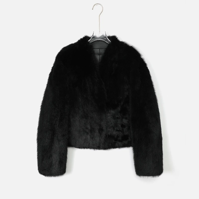 Leather Dyfs cc”黑糖墨软“52136托斯卡纳双面可穿羊皮毛一体外套