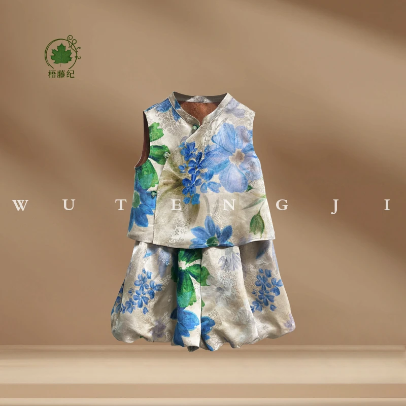 现货【木薯丝】【汀荞】2025夏季新款国风女童套装25 XT709TZ