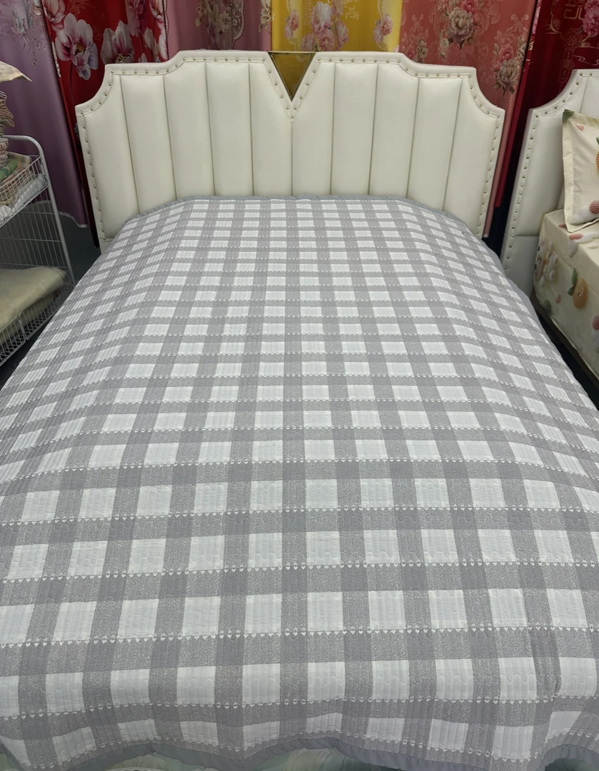 （灰格子）床盖尺寸200×230A＋多功能双面可用