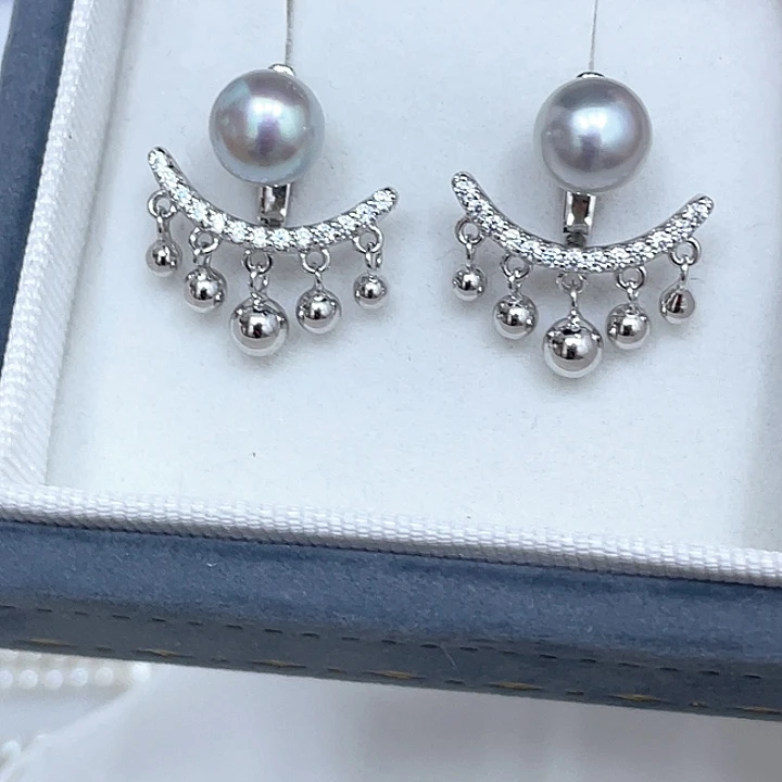 银S925镶嵌耳饰海水珍珠