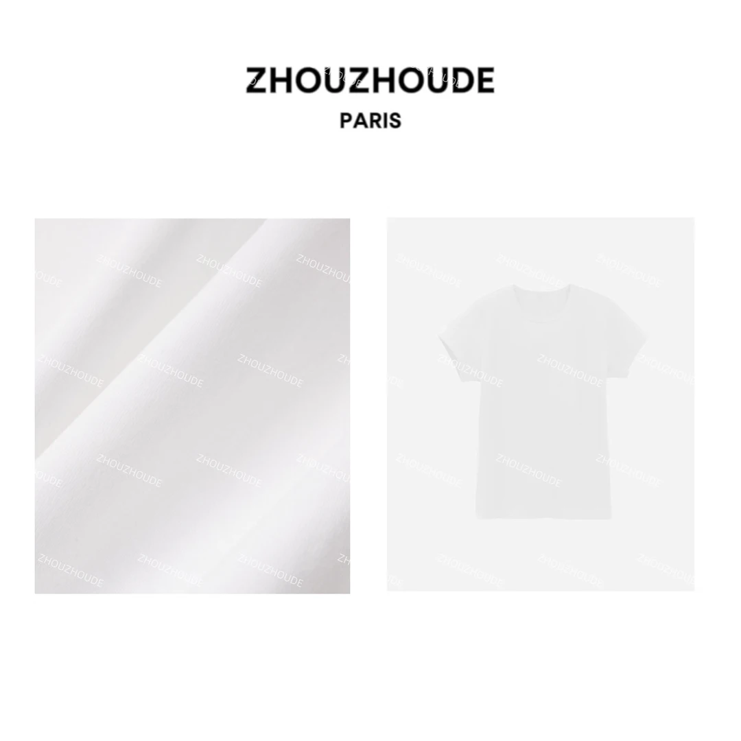 ZHOUZHOUDE【口袋T】高奢同源正肩圆领人手一件净版纯色短袖T恤