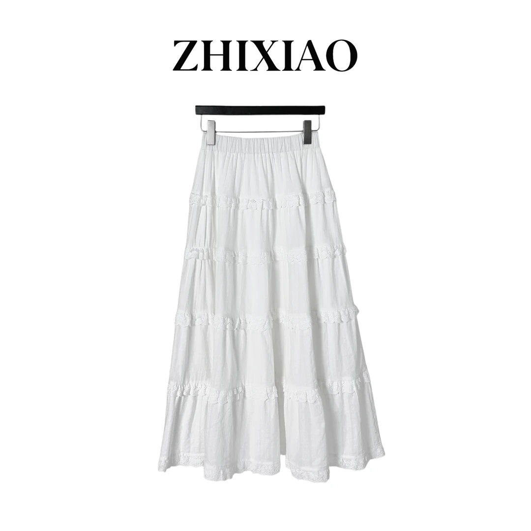 【ZHIXIAO】夏季新款：蕾丝拼接半裙58104