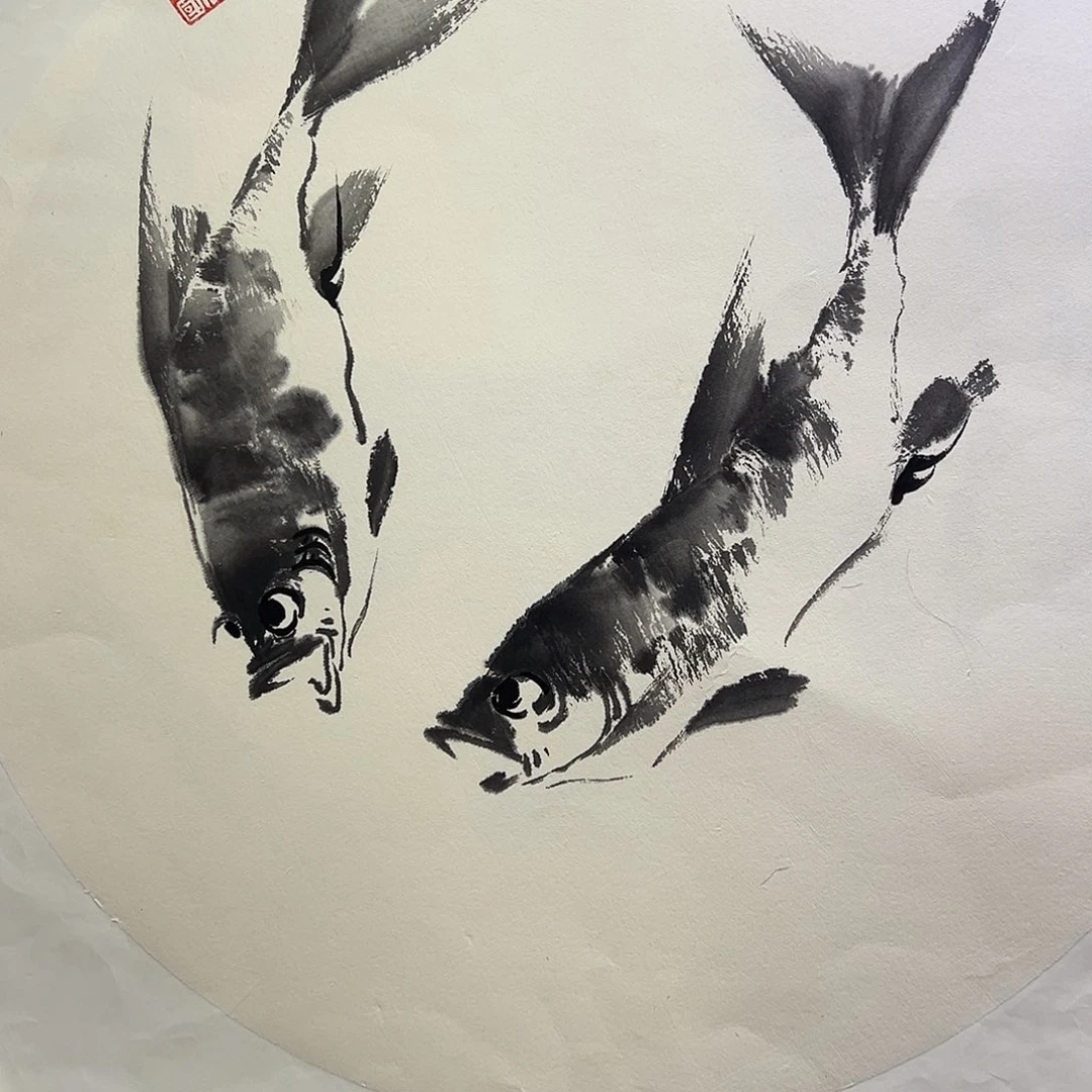 国画知鱼之乐纯手绘