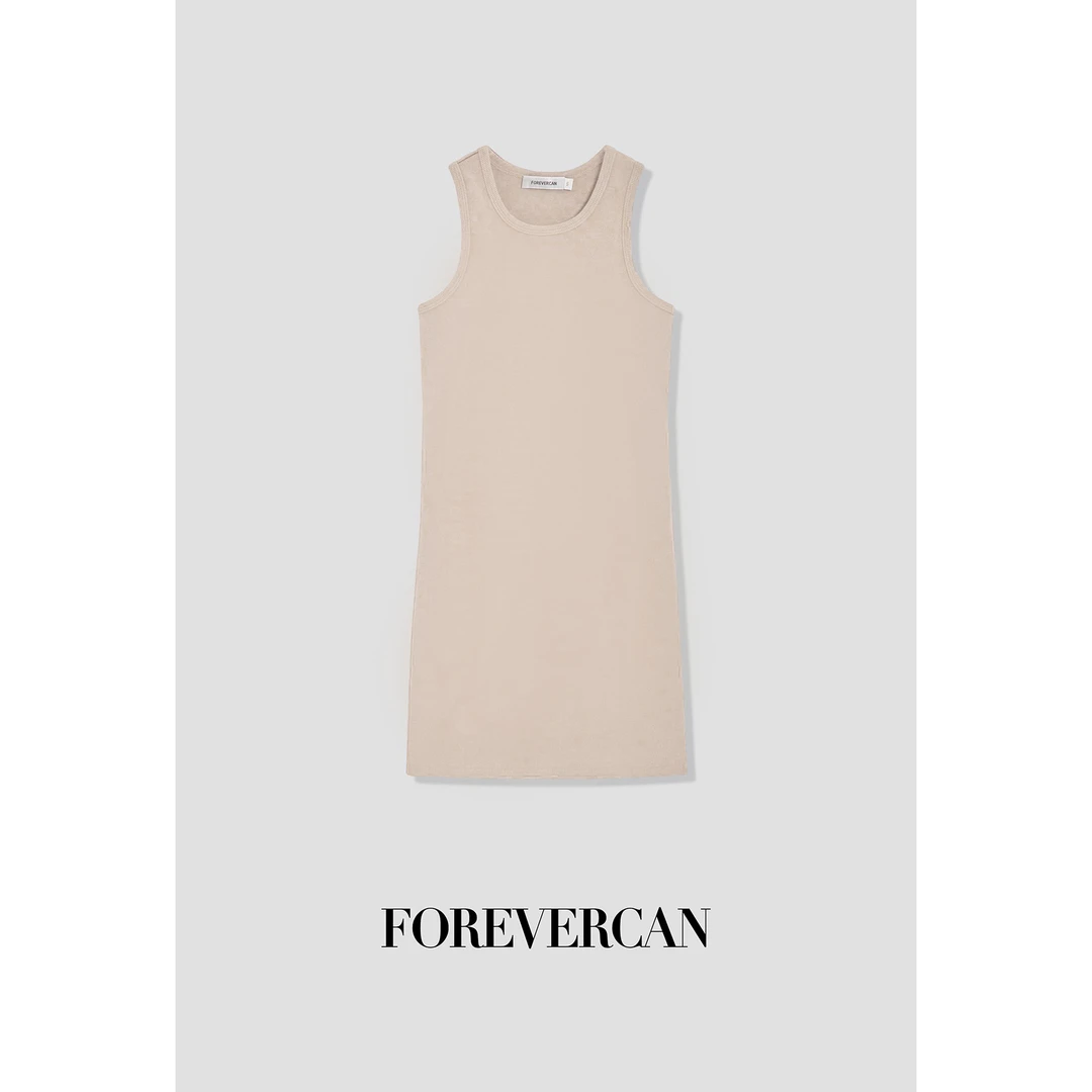 FOREVERCAN“大王客订”极简百搭挖肩收腰背心连衣裙 SD18452B