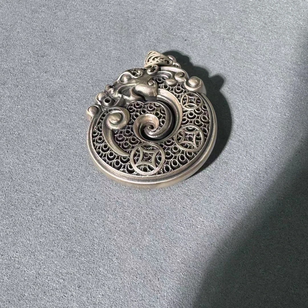 九乐 吊坠足银 999钱币盘龙吊坠