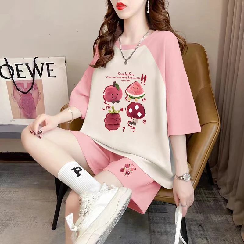 大码女装宽松休闲运动套装女2025年新款夏季网红小个子短裤两件套