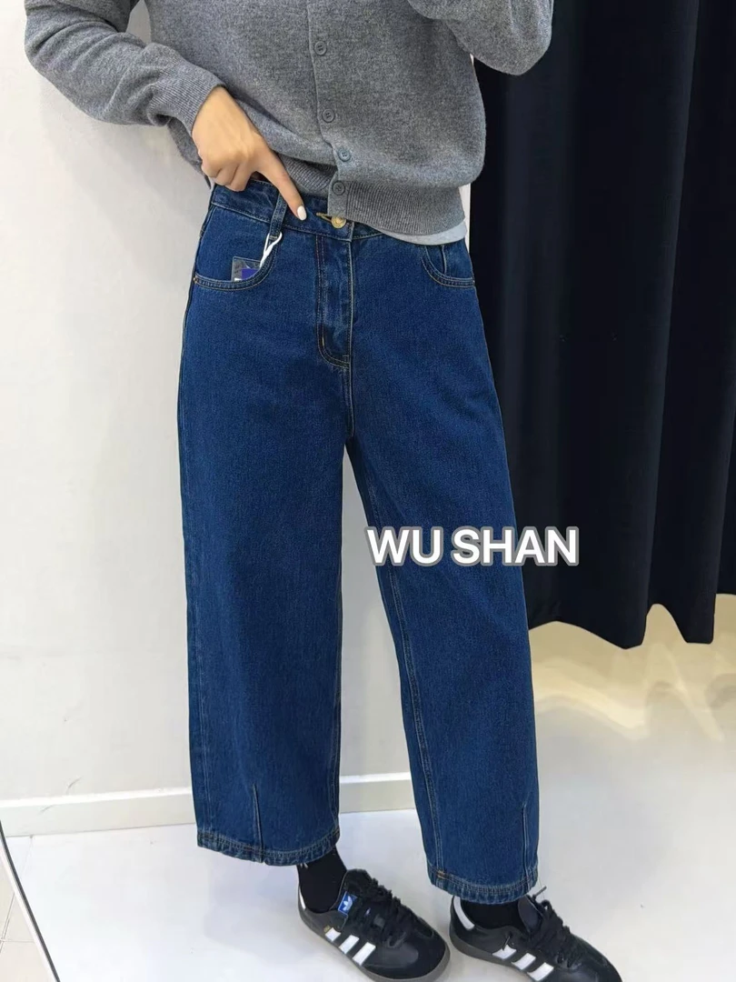 无弹力！小个子必入【九分萝卜裤】SSJ 正蓝色100棉薄绒牛仔裤长89起