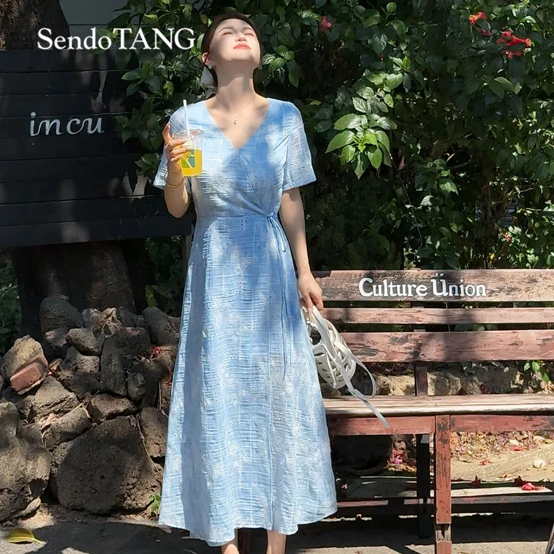 夏日穿搭【云中游】胖多女装新款休闲气质时尚高级感百搭连衣裙