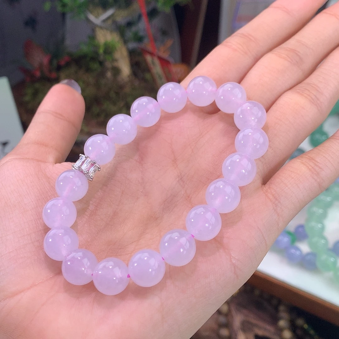 翡翠未镶嵌手链冰种浅粉手串