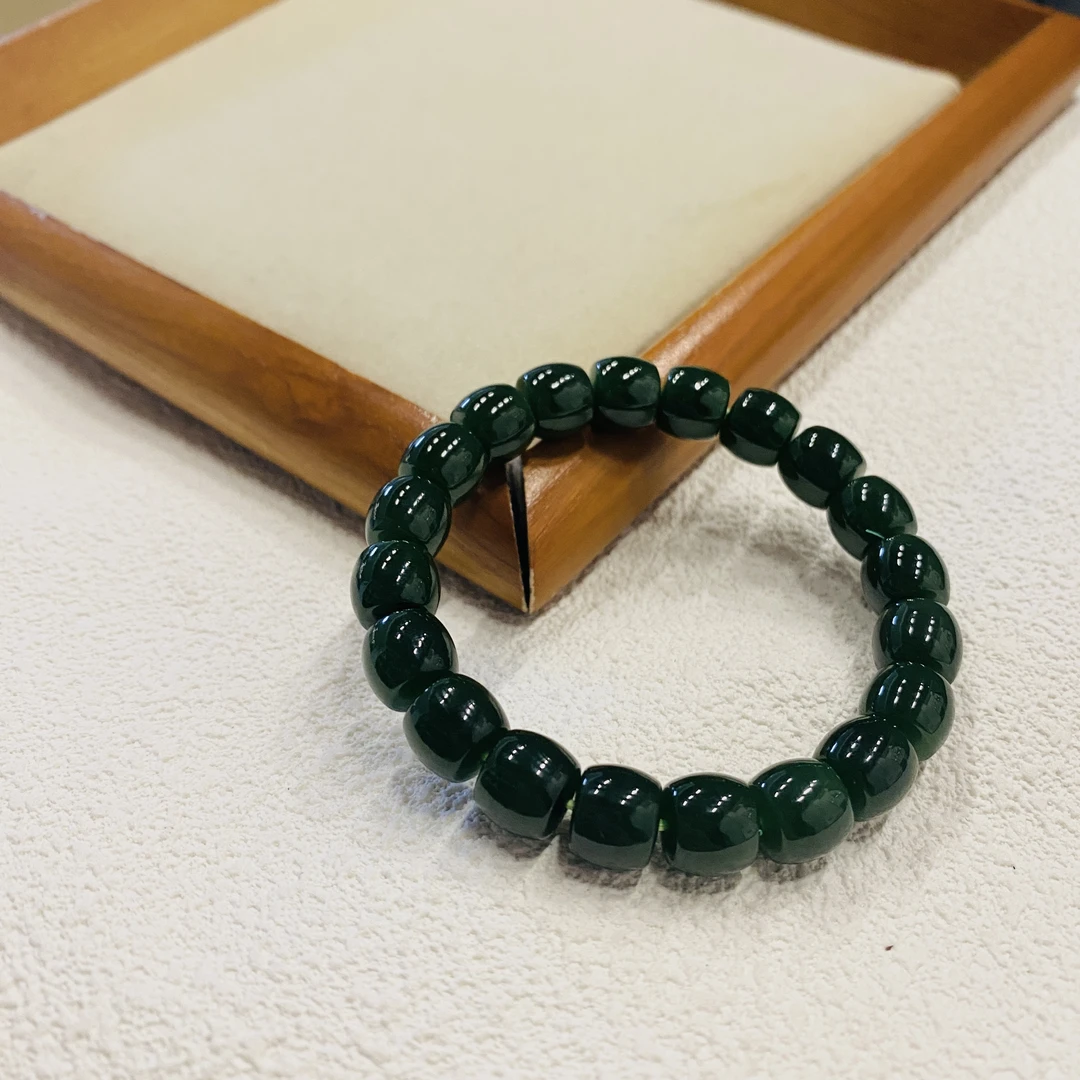 【V姐珠宝】HL2102 和田玉典藏级-碧玉直切手串 9*10