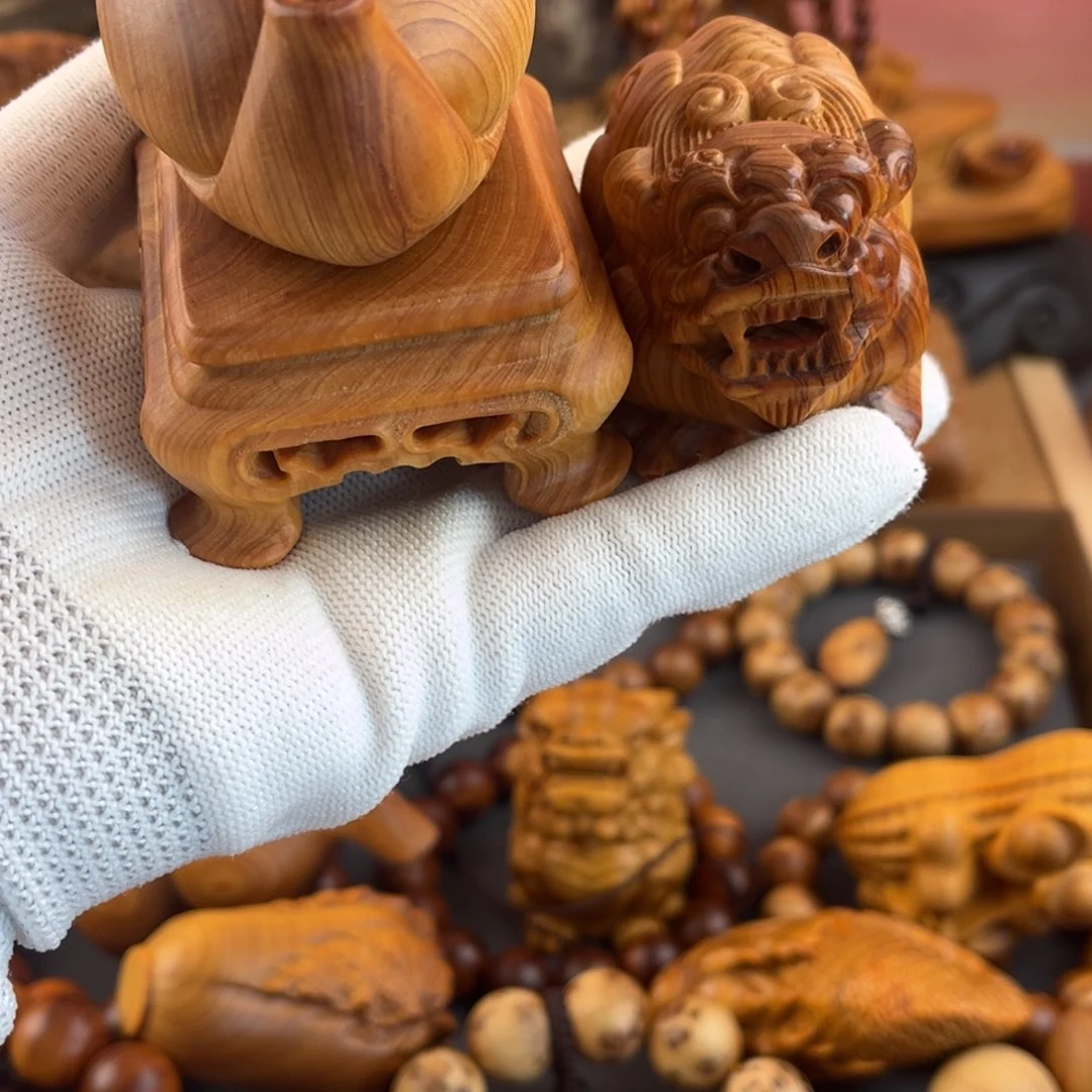 木质类手把件三件崖柏红油