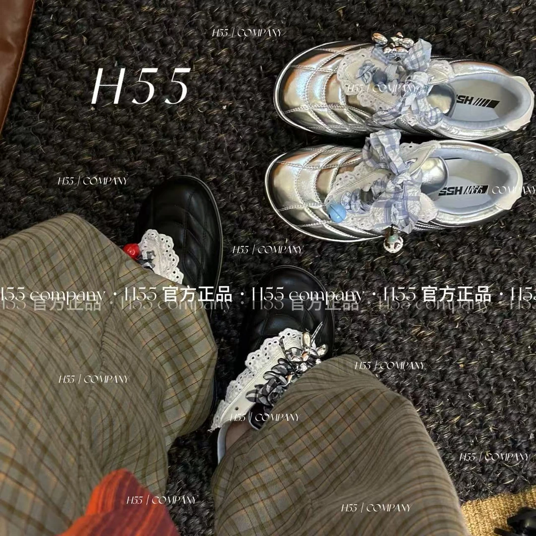 H55女鞋多元流动风薄底挂坠蕾丝花边休闲运动德训鞋17-2689【N】