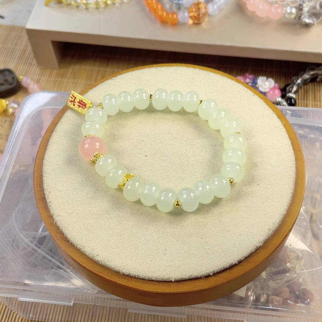 水晶手串银S800镀金镶嵌