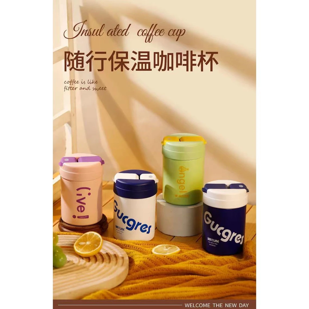 不锈钢保温杯女士吨吨杯便携小巧吸管杯子克莱因蓝办公室咖啡杯