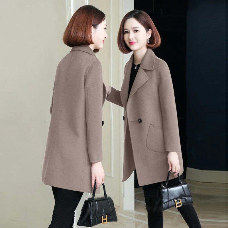 毛呢外套女洋气中长款新款春秋气质显瘦加厚呢子大衣韩版风衣