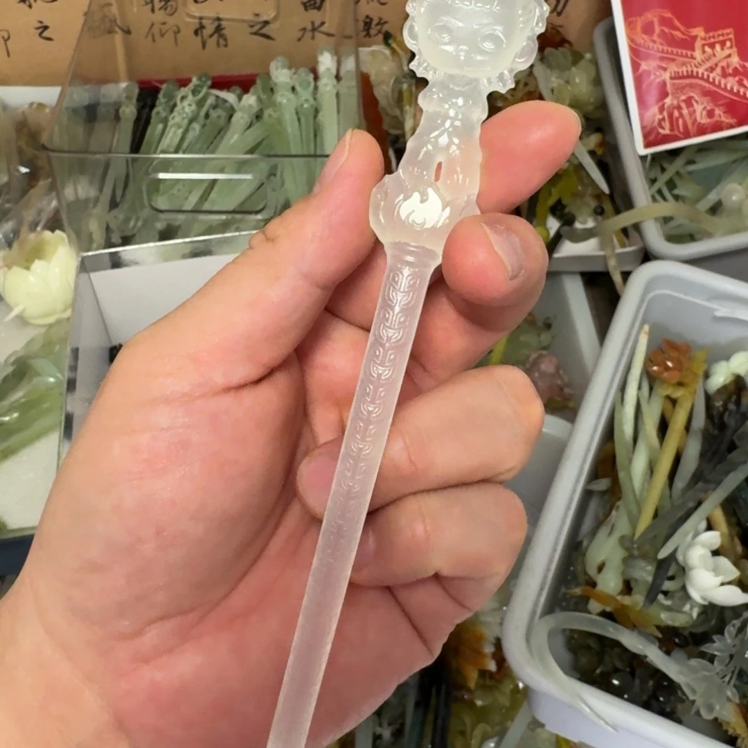 岫玉发饰未镶嵌明君玉簪就是好看