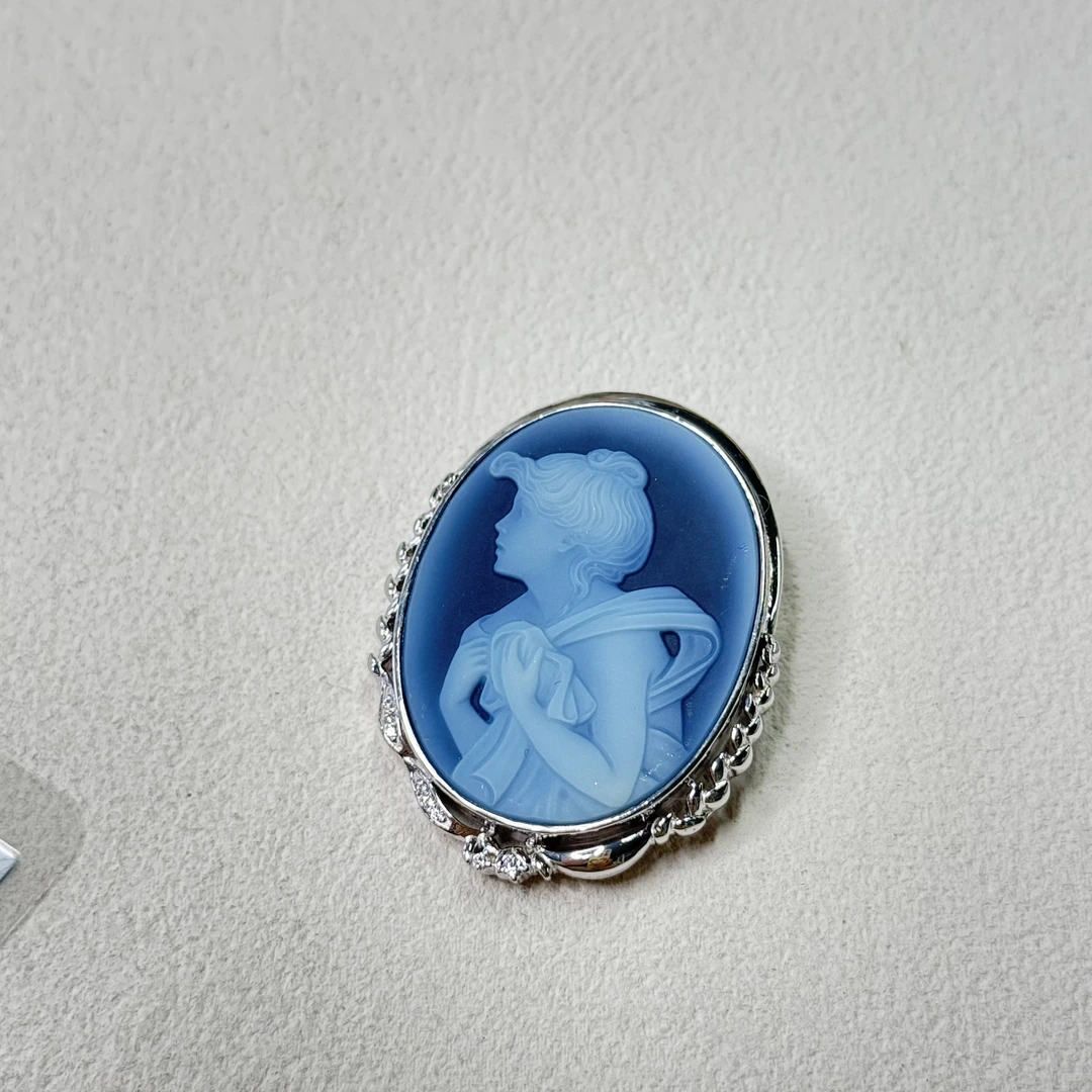 全新未使用  【六六中古】孤品卡梅奥玛瑙s925胸针吊坠两用ad5050