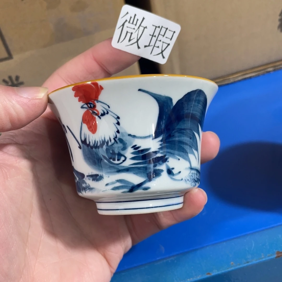 釉下手绘茶具微瑕