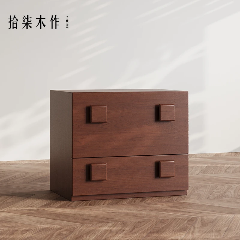 拾柒木作法式复中古客厅靠墙置物柜实木餐边柜小立柜储物柜卡门柜