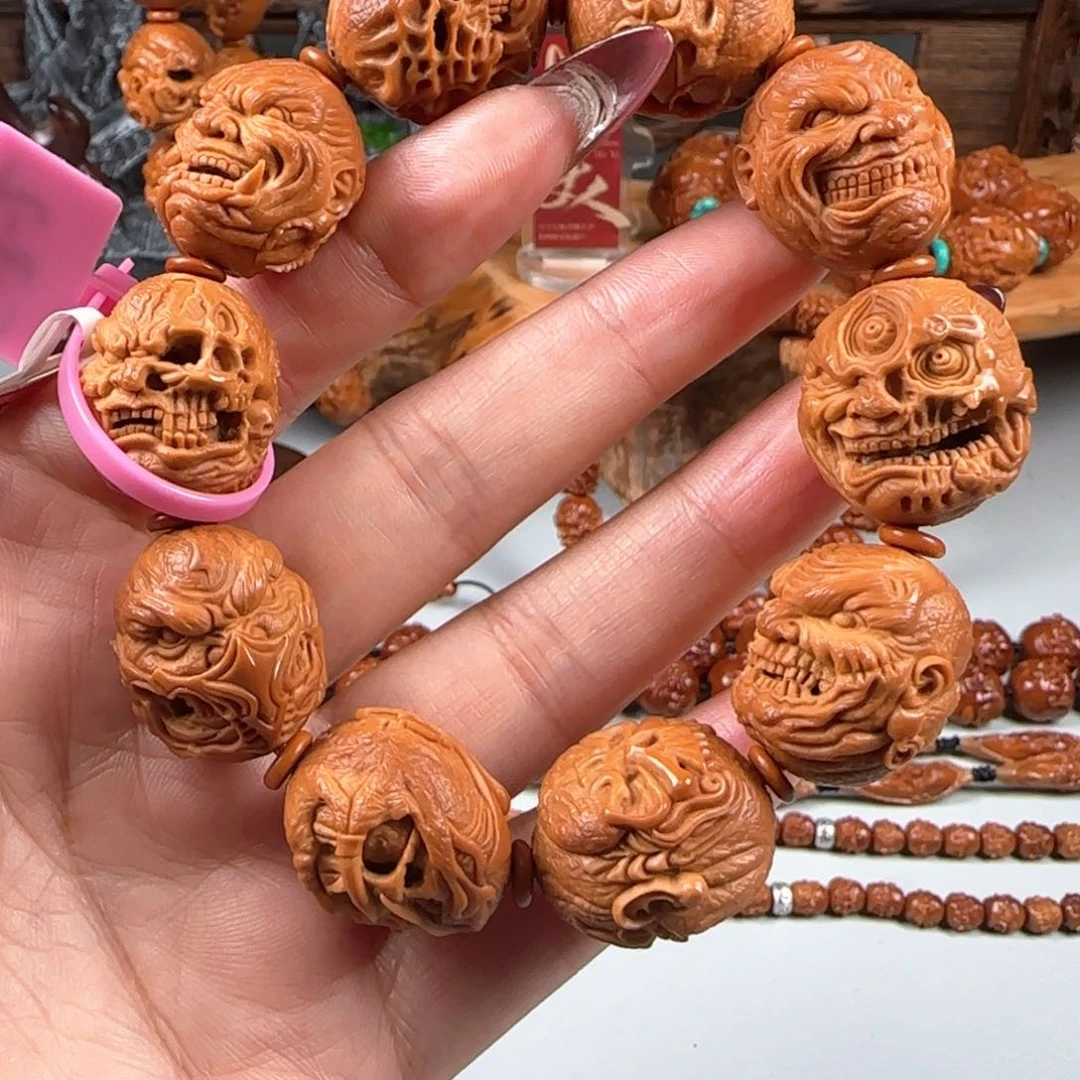 橄榄核手串/手链宽2.0梅林鸡血红核向死而生佛爷恶僧