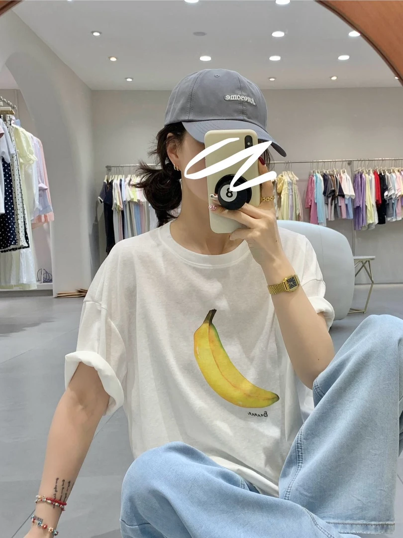 程程甄选  韩系经典3水果显瘦百搭T恤8416