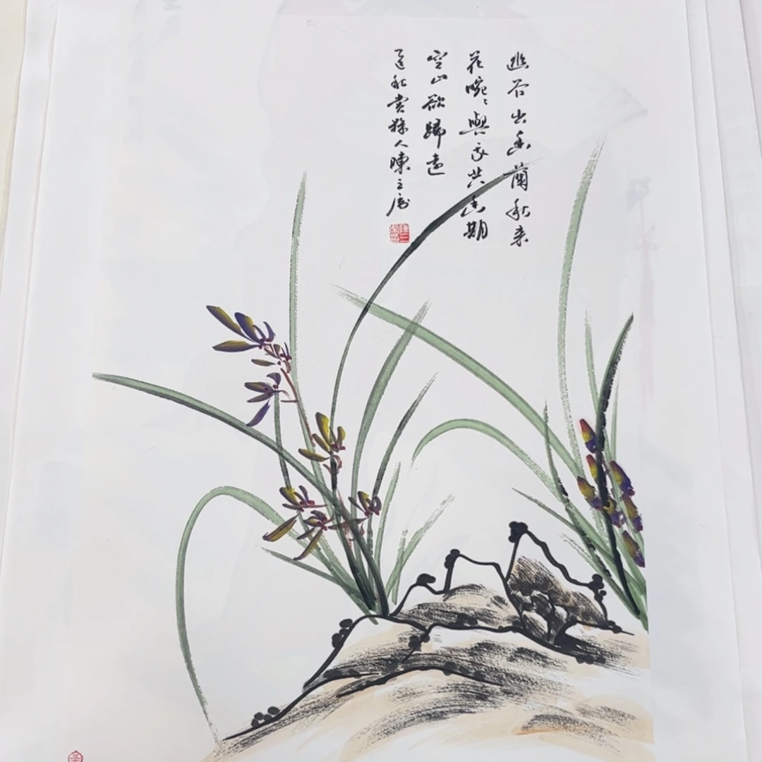 国画四尺三开花鸟s