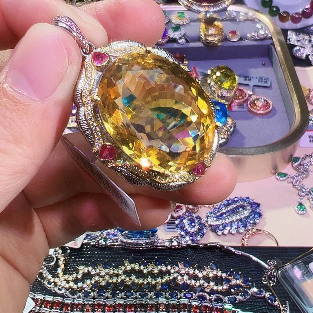 颈饰银S925镶嵌黄晶乡*