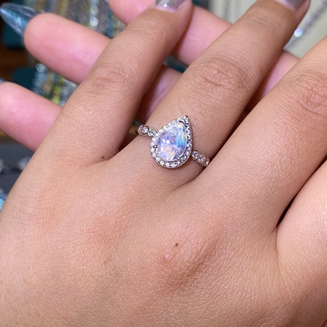 戒指银S925镶嵌月光石