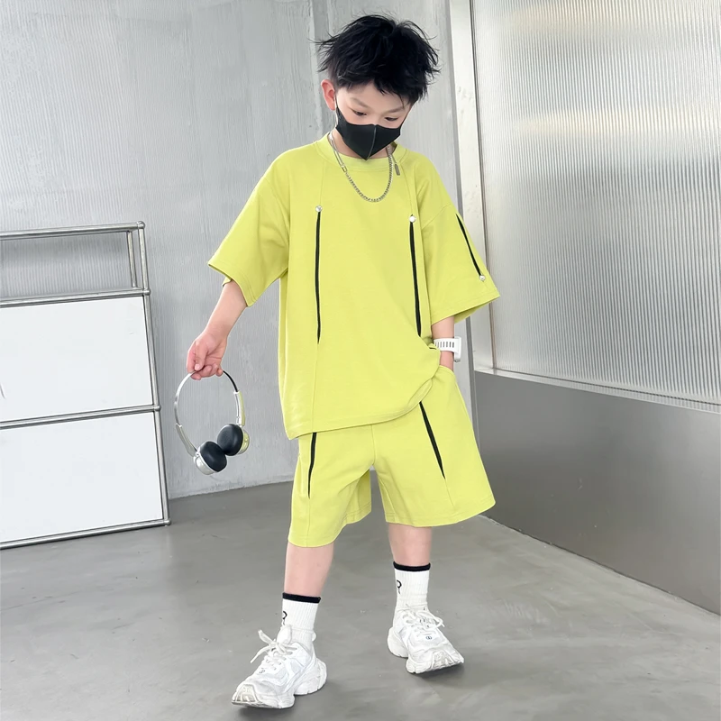 男童运动套装夏季2025新款儿童夏装潮男孩凉感短袖短裤两件套洋气