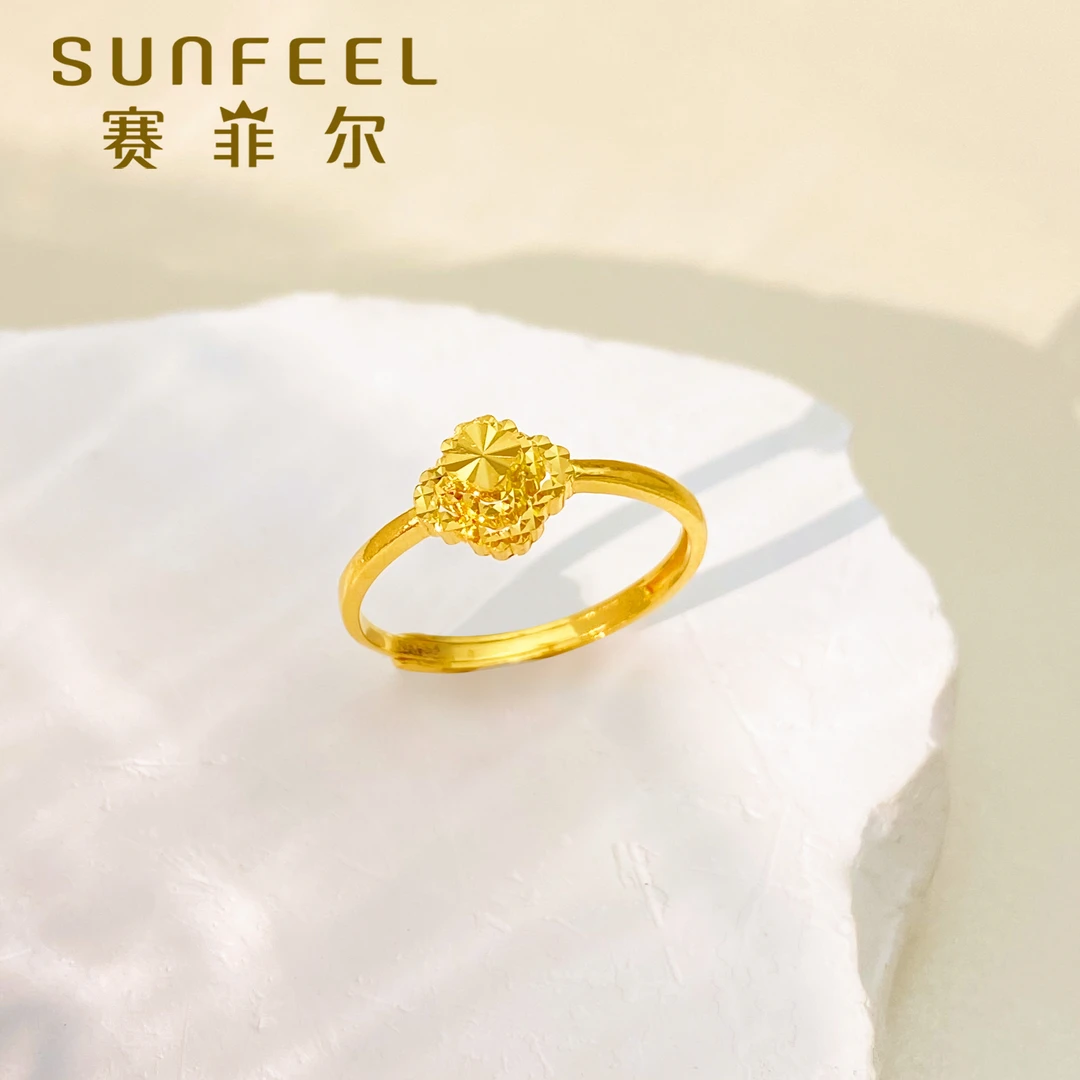 赛菲尔5G精品足金999仿钻四叶草黄金黄金戒指5GJS05100300