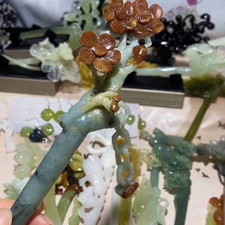 岫玉未镶嵌发簪岫玉平**淡