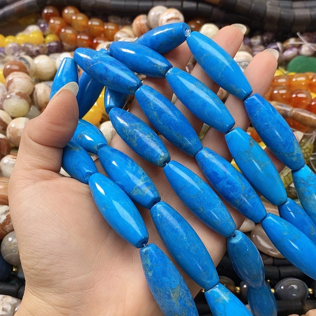 玛瑙/玉髓未镶嵌珠宝半成品松石桶珠一条