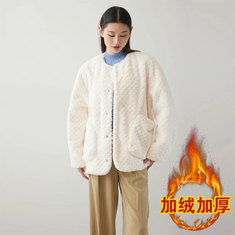 【商场同款】加厚小香风外套秋冬新款时尚百搭圆领气质上衣5400830
