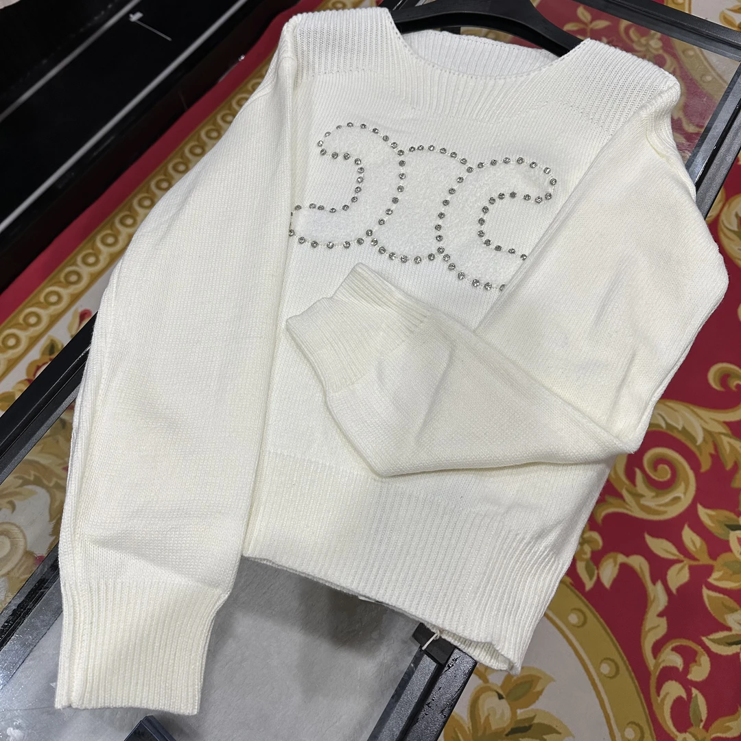 YOUNA爆款轻奢高级感宽松版型烫钻女款毛衣