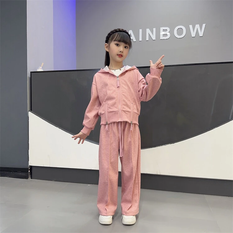 女童秋装网红套装2024新款秋季炸街时髦洋气连帽两件套运动套装