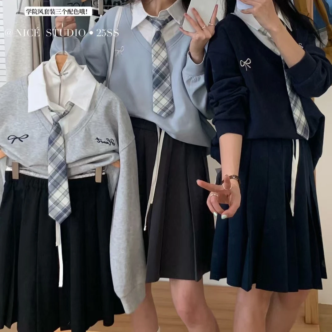 Meiky饼  学院风 减龄显瘦抽绳百搭百褶半身裙 3