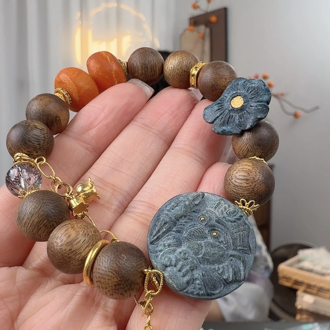 风****绿松石18K金镶嵌珠宝奇石