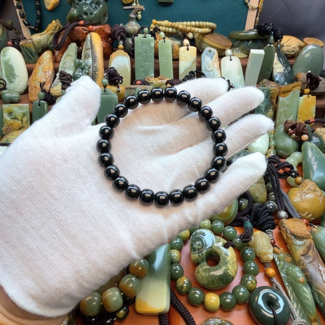 用***下岫岩老玉（透闪石质玉）未镶嵌手链