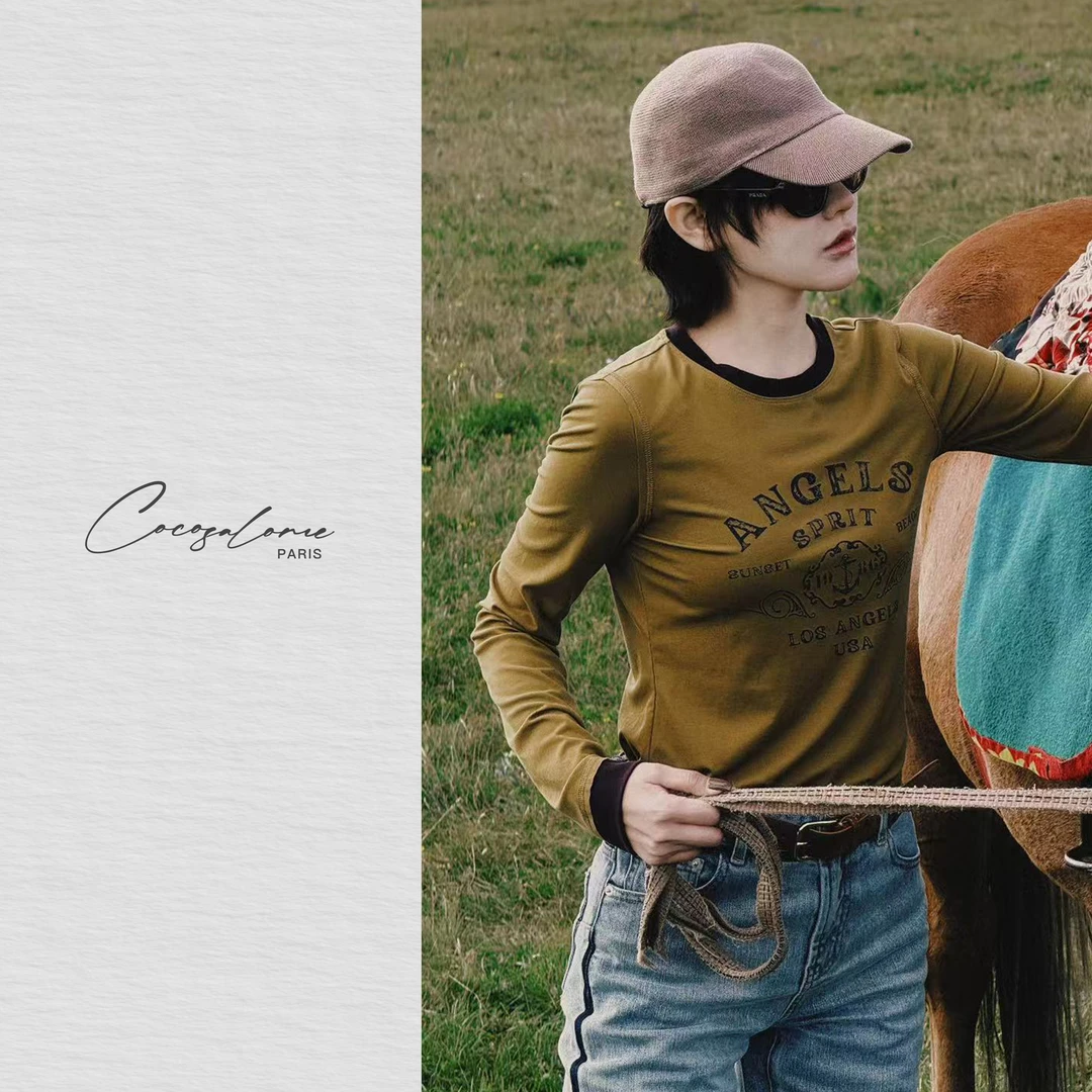 韩彬彬"公主日记"高密天丝弹力软糯立体撞色领口琥珀艺术衫022Y-2